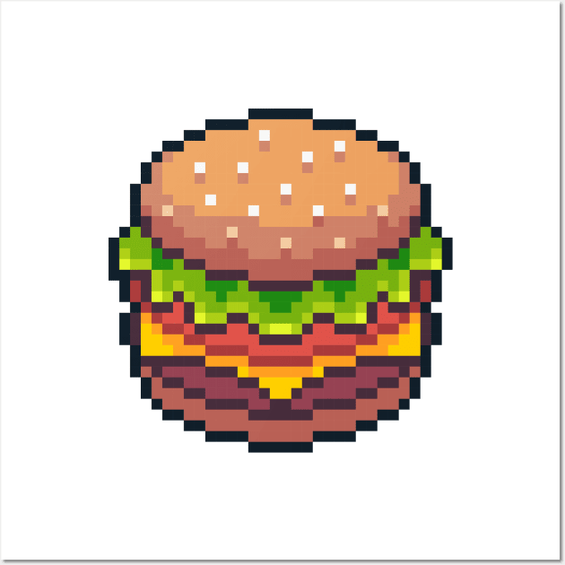 Pixel Art Hamburger Retro Gaming Wall Art by RetroGeek